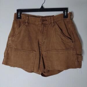NWT BDG Women's Brown Corduroy, Cut Off Carpenter Shorts Size 26